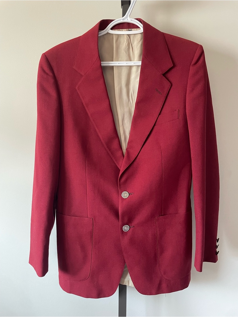 70s 80s Vintage Moores Red Wool Blazer Suit Jacket